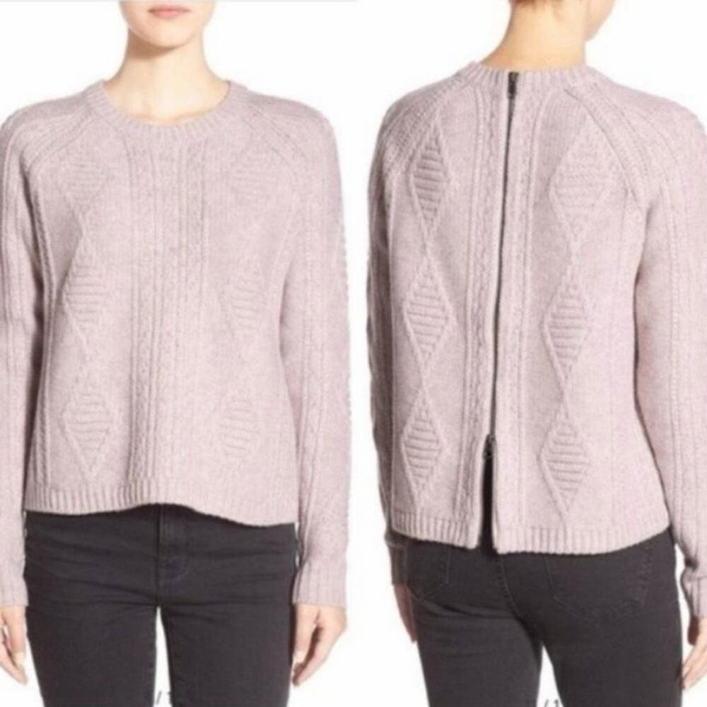Madewell Palisade Full Back Zipper Sweater Merino Wool Grey Women’s Small - Picture 8 of 8